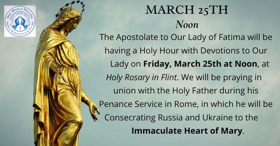 Please join us if you can at Holy Rosary Flint.