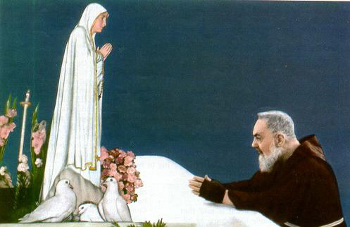 Padre Pio and Fatima statue