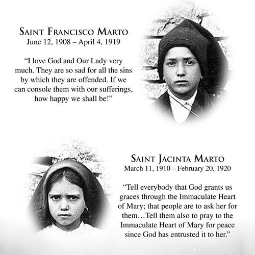 Happy feast of Saints Francisco and Jacinta, who show us how to live the Fatima...